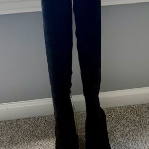 Black over-the-knee wide calf suede boots. GORGEOUS and NEW!